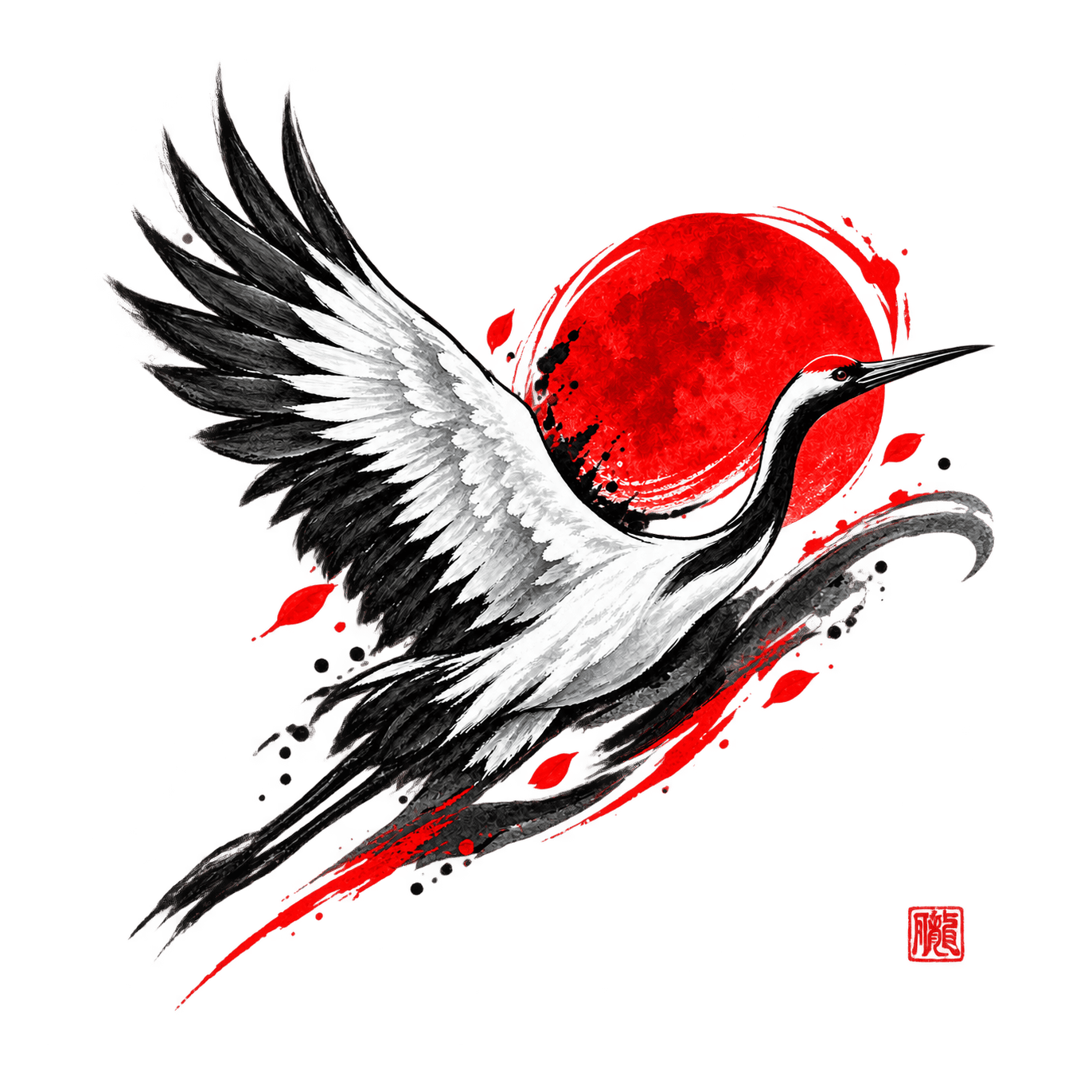 Japanese Crane - Japanese Car Decal - Image 3