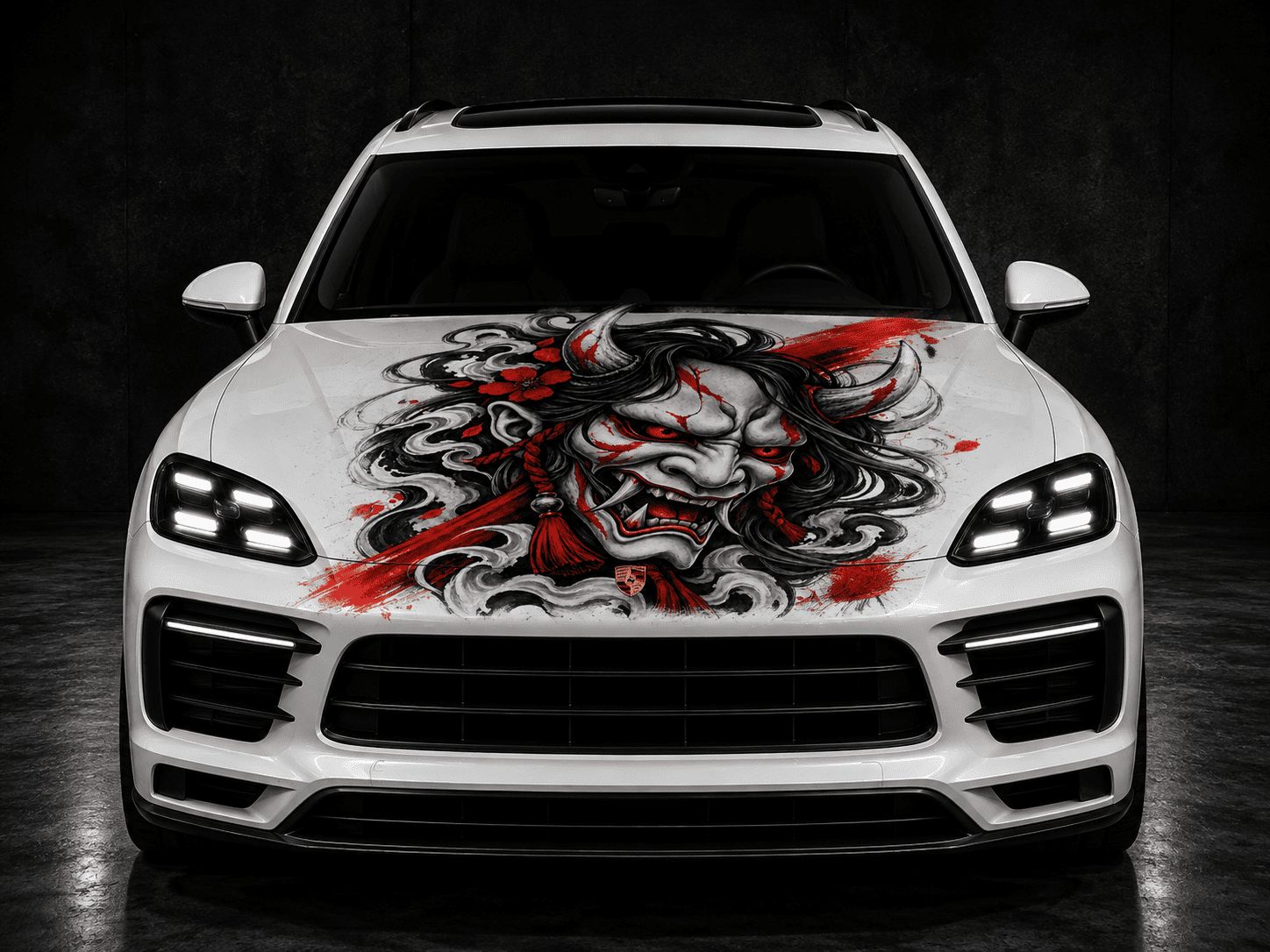 Crimson Oni Mask - Japanese Car Decal