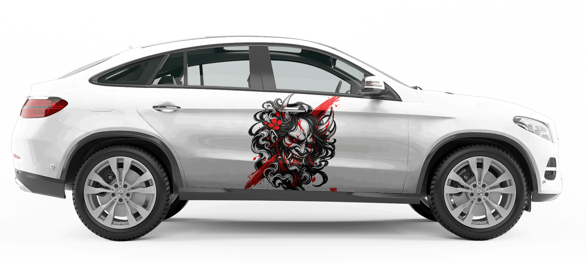 Crimson Oni Mask - Japanese Car Decal - Image 3